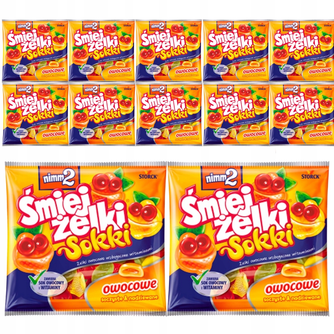 Levně nimm2 Želé Sokki ovocné Želé Bonbony obohacené vitamíny 90 g x 12 kusů
