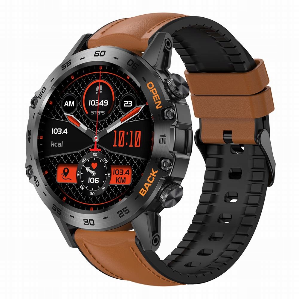 Chytré Hodinky Gravity GT9-7 černé hnědý kožený řemínek