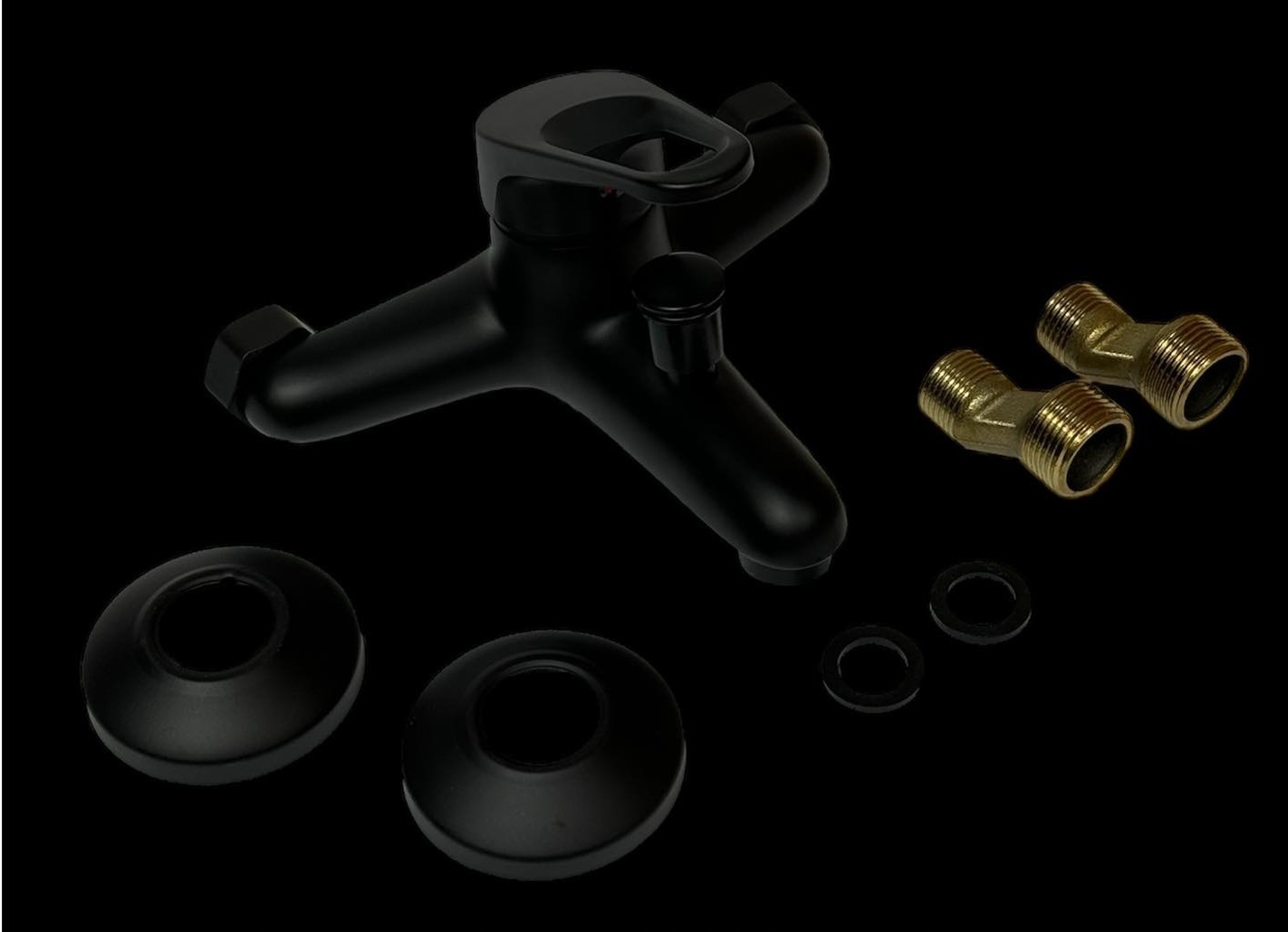 DESZCZOWNICA zestaw KOLUMNA + BATERIA WANNOWA CUBIC LOFT MODERN CZARNY MAT Kolor czarny