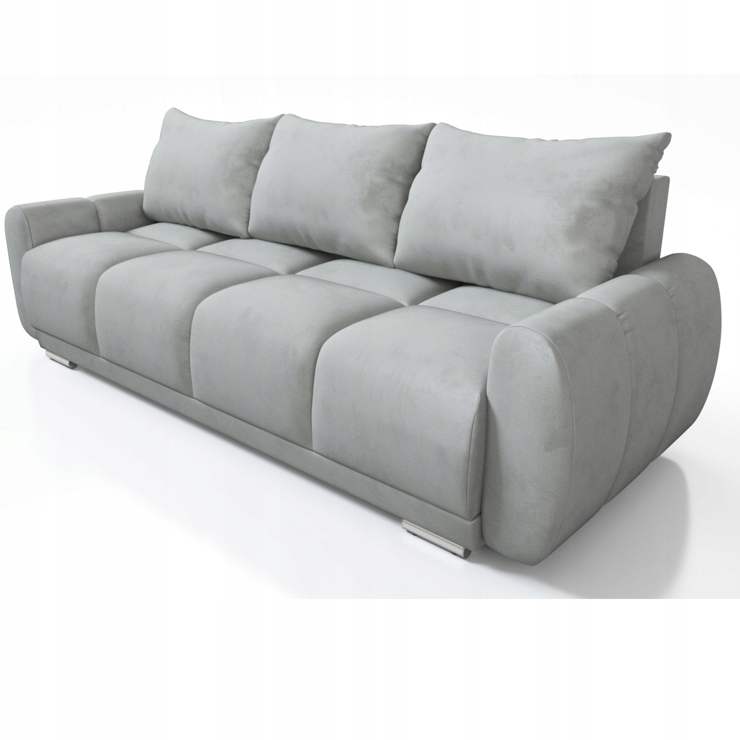 Šedá Rozkládací Pohovka Honey 3 Funkce Spaní Pružiny Velur Kontejner