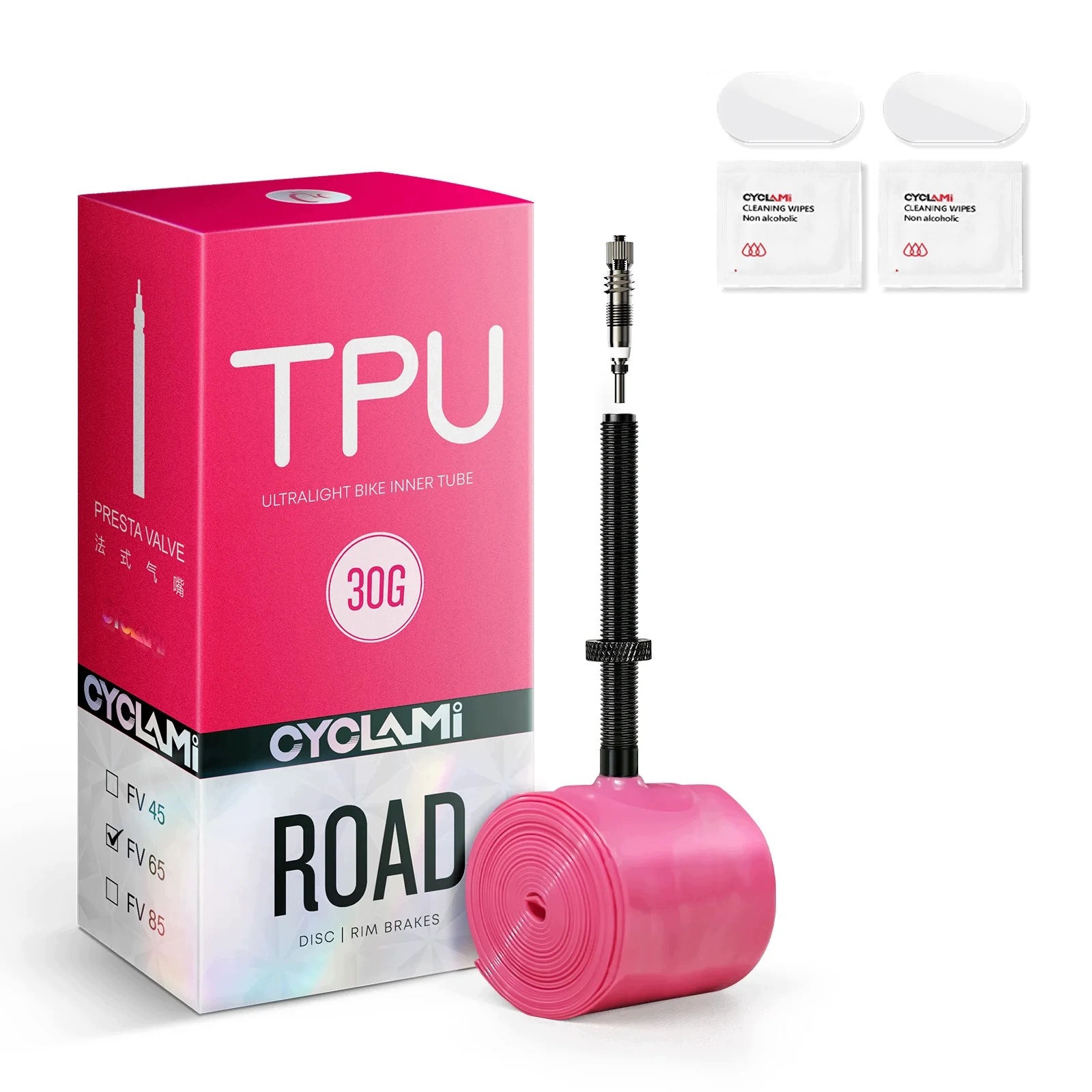 Dętka rowerowa Tpu 700C 18/32-622 Presta 65mm wymienny rdzeń wentyla 30g