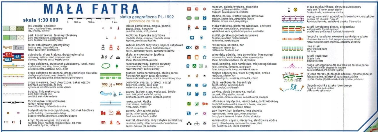 MAŁA FATRA 1:30 000 MAPA LAMINOWANA TURYSTYCZNA COMPASS Typ publikacji mapa turystyczna