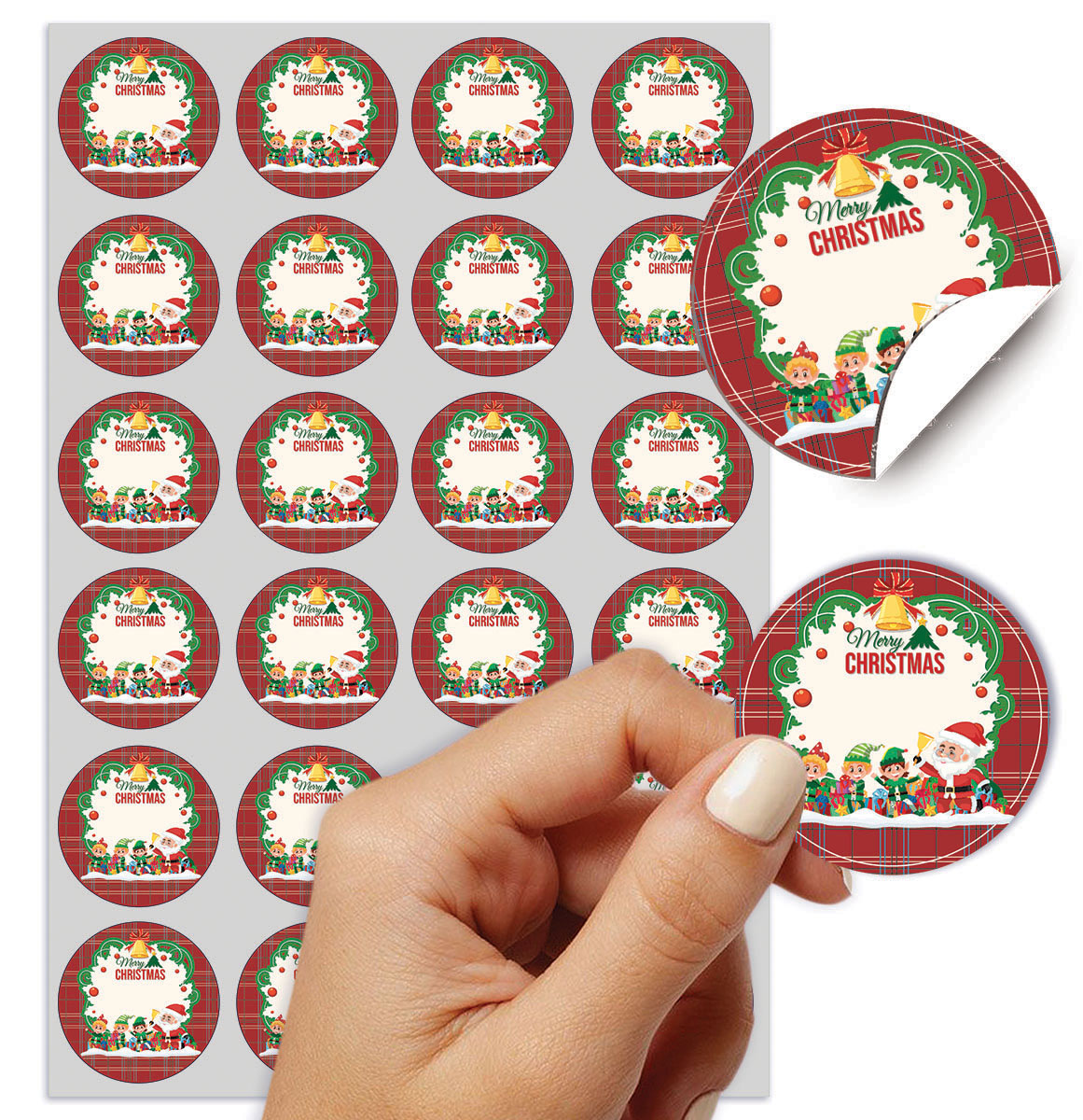 NAKLEJKI ŚWIĄTECZNE WESOŁYCH ŚWIĄT OZDOBNE NA PREZENTY ŚWIĘTA ZESTAW 24 SZT