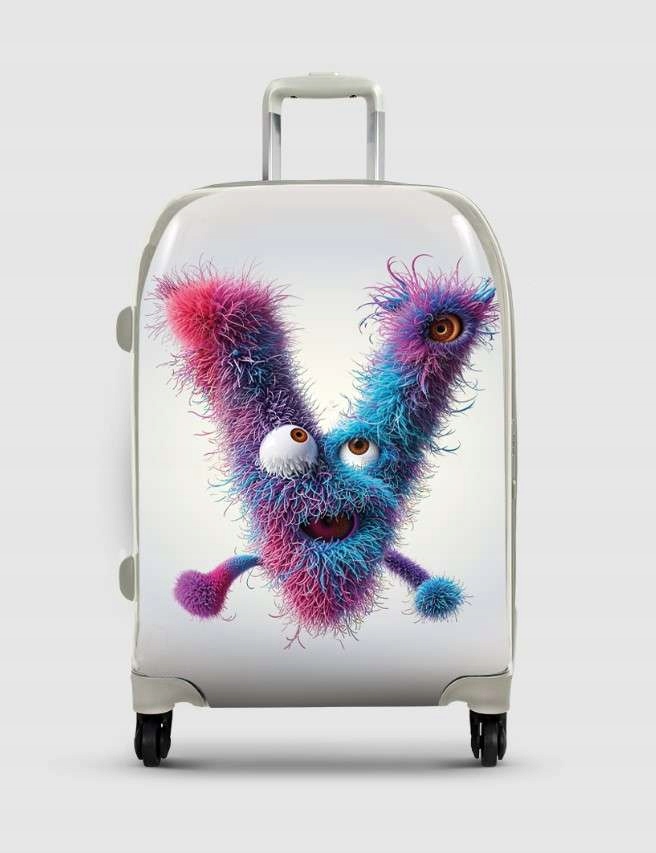 Dětský kufr s písmenem V, personalizovaná kolečka Tsa 360° vel. S