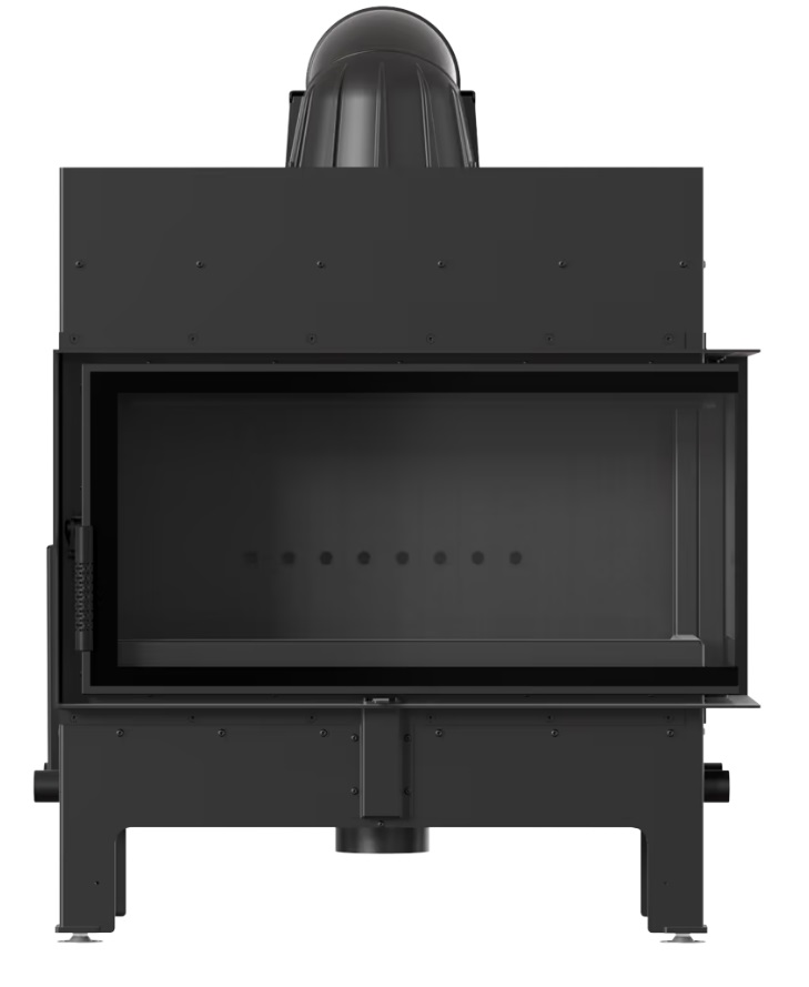 Wkład Kominkowy kominek powietrzny narożny stalowy Floki L 12kw prawy Black
