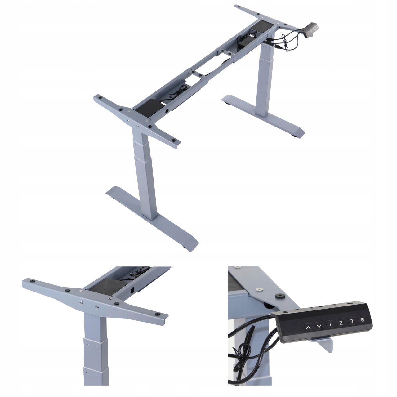 Stelaż Elektryczny Do Stołu Dwusilnikowy Prato 04-3T/A Szary