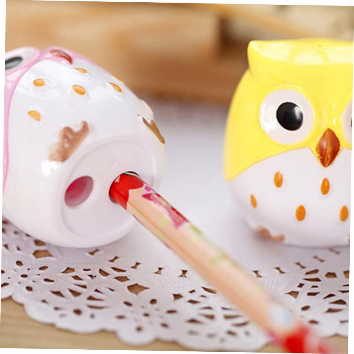 TEMPERÓWKA KOLOROWA Z MOTYWEM SOWY PODWÓJNA ŻÓŁTA WYSOKOŚĆ 4,5 CM Kod producenta Temperówka sowa