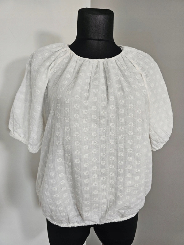 George bluzka biała haftowana na gumie maxi 48 Rozmiar 48