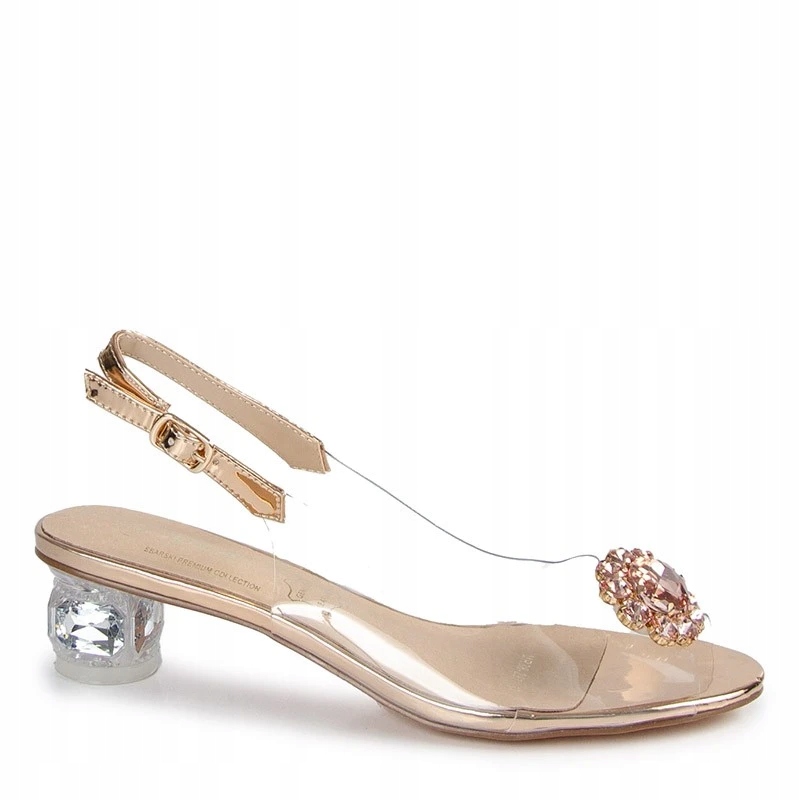 S.barski MR38-291 Transparentní Sandály S Ozdobou Růžové Zlato 37