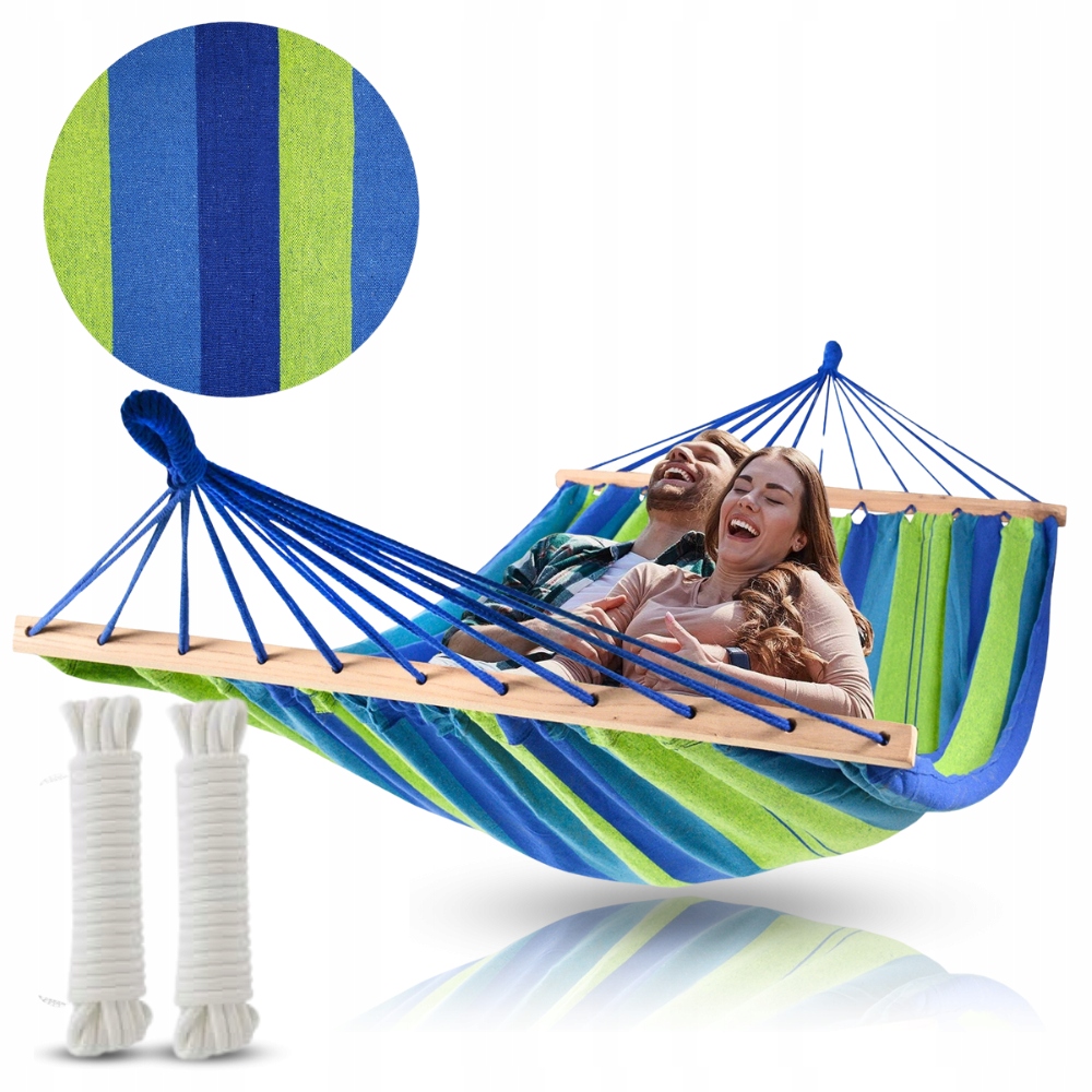Hamak huśtawka z drążkiem 220x160 dwuosobowy ogrodowy mocny boho xxl kolor