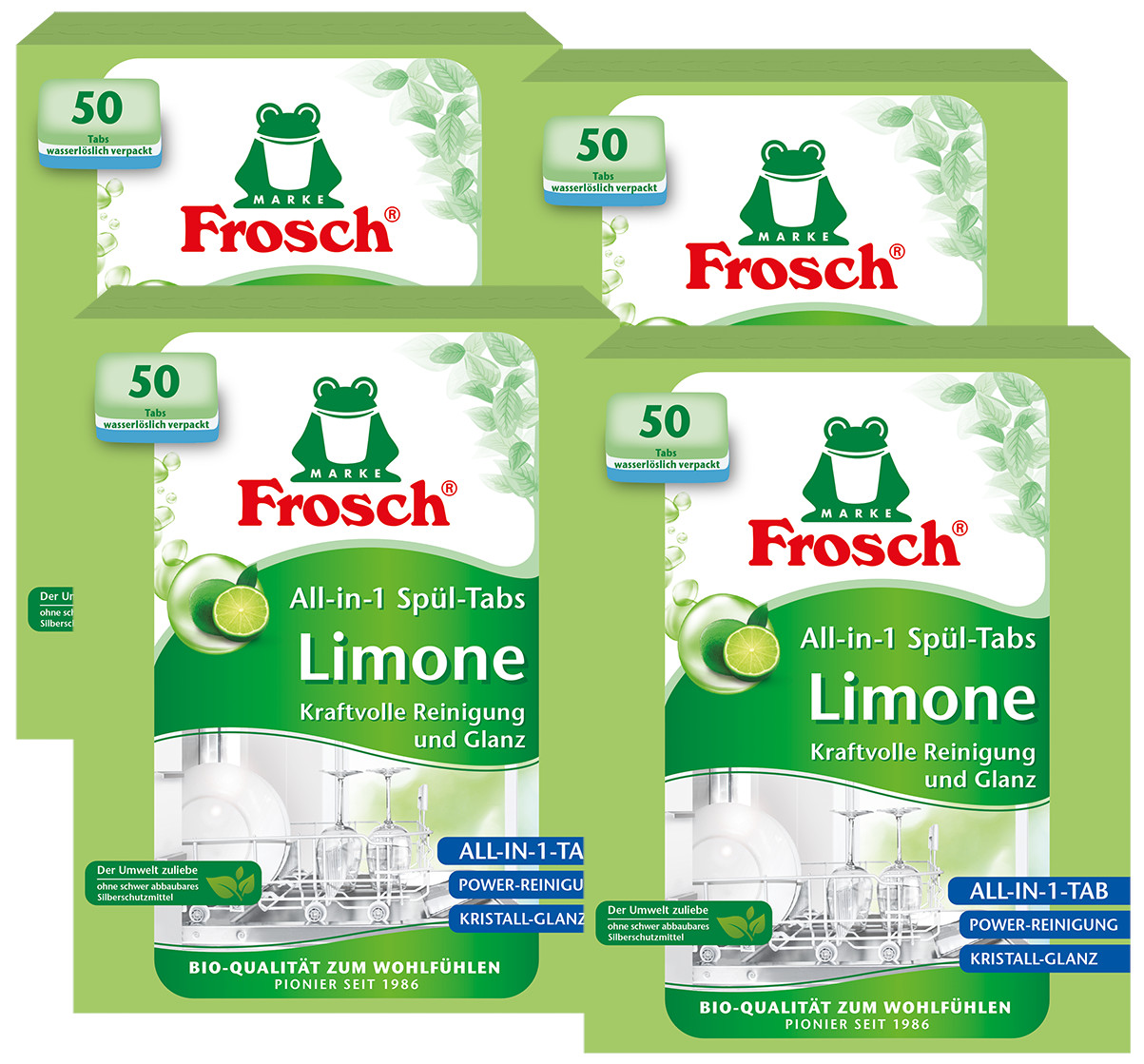 Levně Frosch Ekologické tablety do myčky Limetkové All in One Karton 200 ks