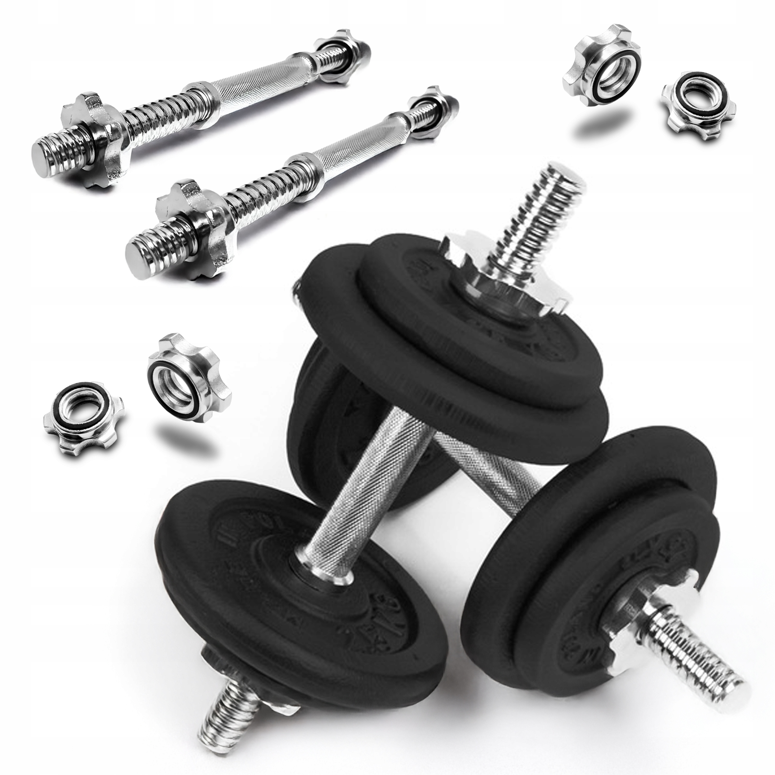 Hantle Żeliwne 2x10 kg gryfy 28 mm! Regulowane Talerze zestaw 20kg