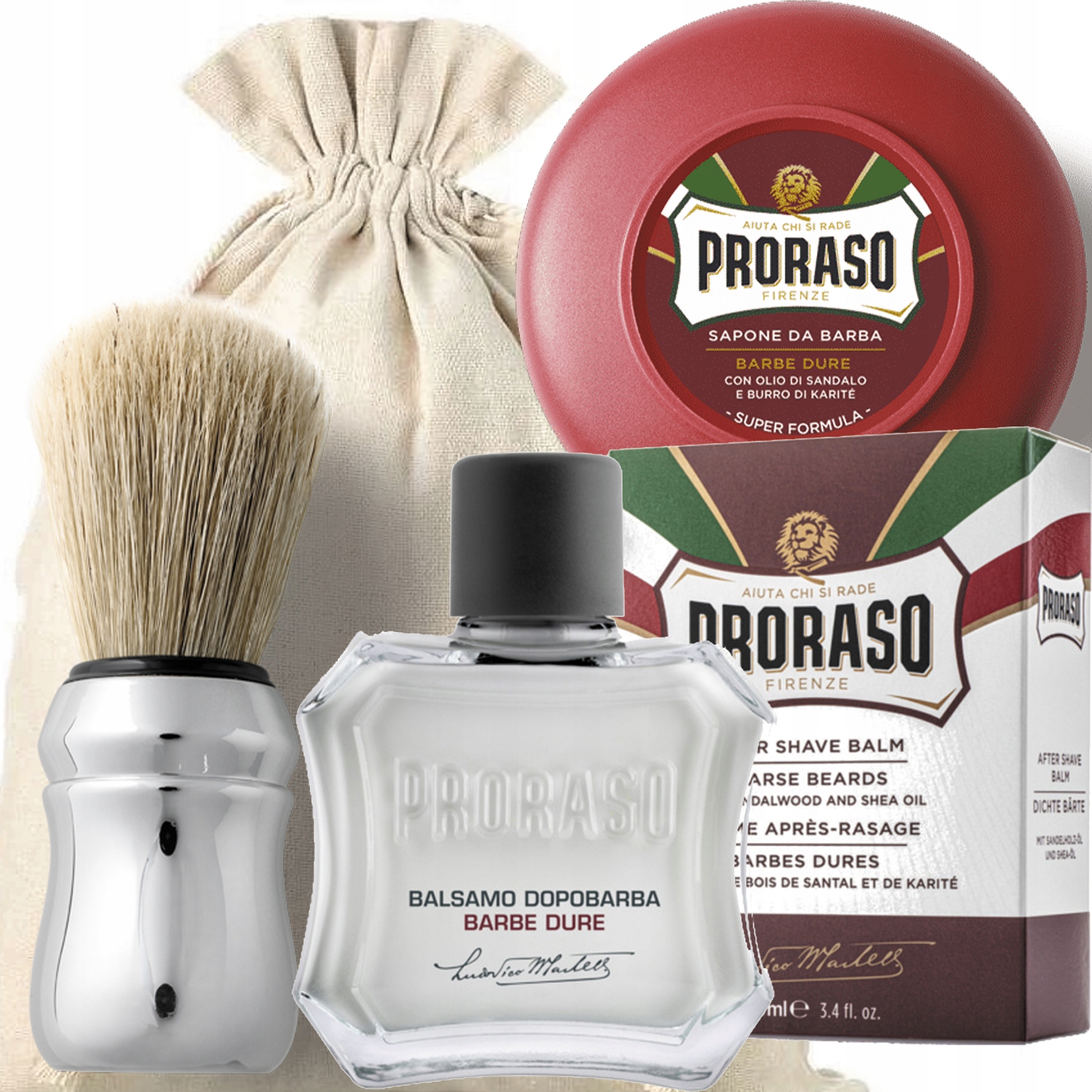 Sada na holení pro muže – mýdlo, štětec a balzám. Na tvrdé vousy!