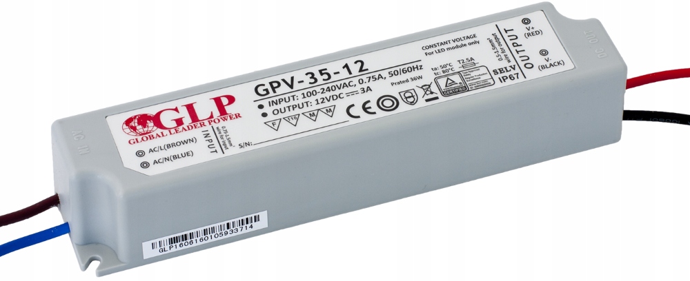 Zasilacz Impulsowy Stałonapięciowy Do Taś I Pasków Led IP67 5V 25W Glp