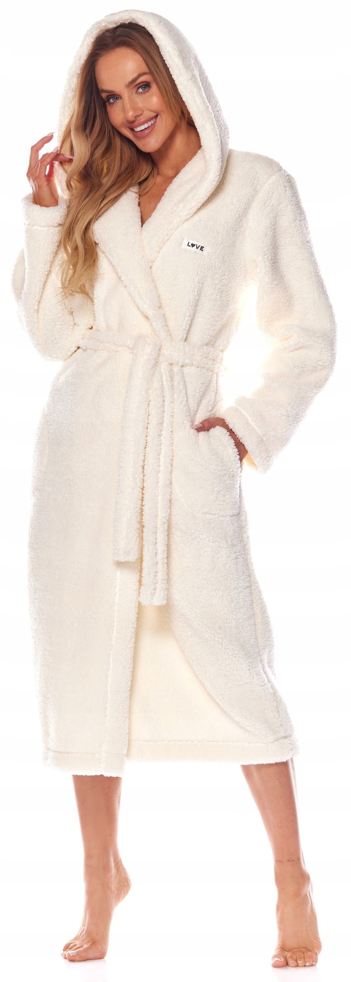 DŁUGI CIEPŁY PUCHOWY DAMSKI SZLAFROK PODOMKA XL Rozmiar XL