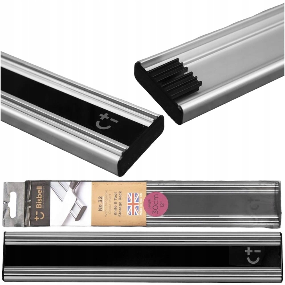 Bisbell Zrkadlová magnetická lišta na nože čierna 30 cm 300 mm BMKR32-30BK