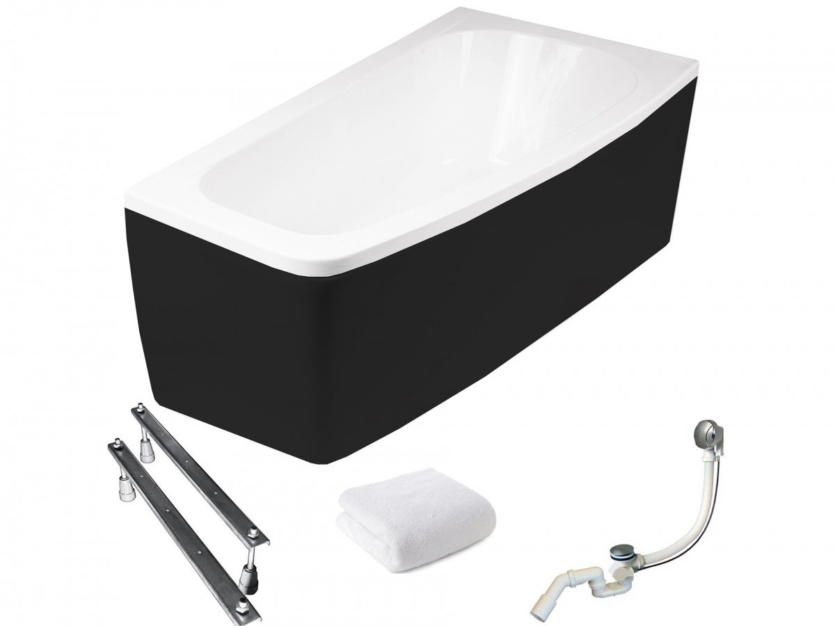 Besco Vana 150x80 Luna pravá s černým krytem sifon