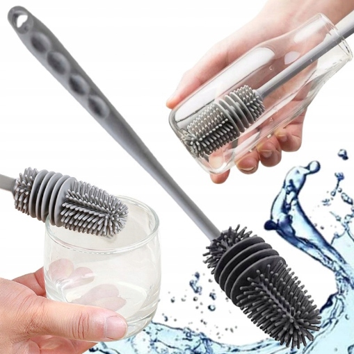 Długa Szczotka Silikonowa Czyścik Myjka Do Mycia Szklanek Butelek Słoików