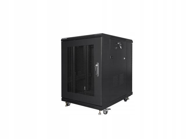 Szafa instalacyjna Rack stojąca 19" 15U 600x800 czarna drzwi perforowane La