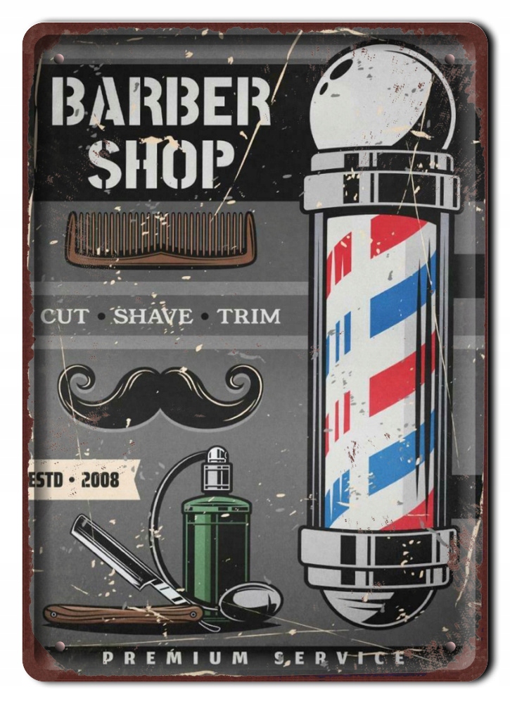 Barber Shop Plakat Metalowy Szyld Retro #12539