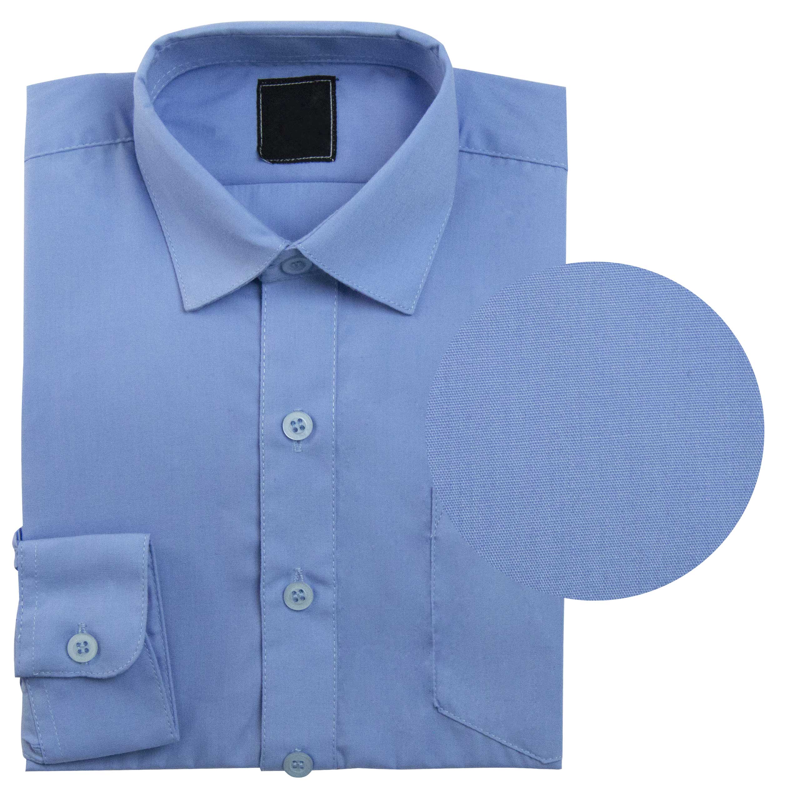 KOSZULA WIZYTOWA długi rękaw niebieska gładka 134