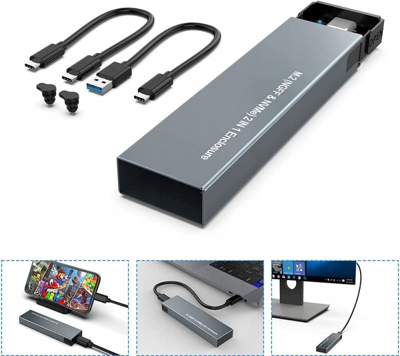 Obudowa M.2 NVMe SATA PCIe SSD do USB USB-C Gen2 Interfejs M.2 PCIe