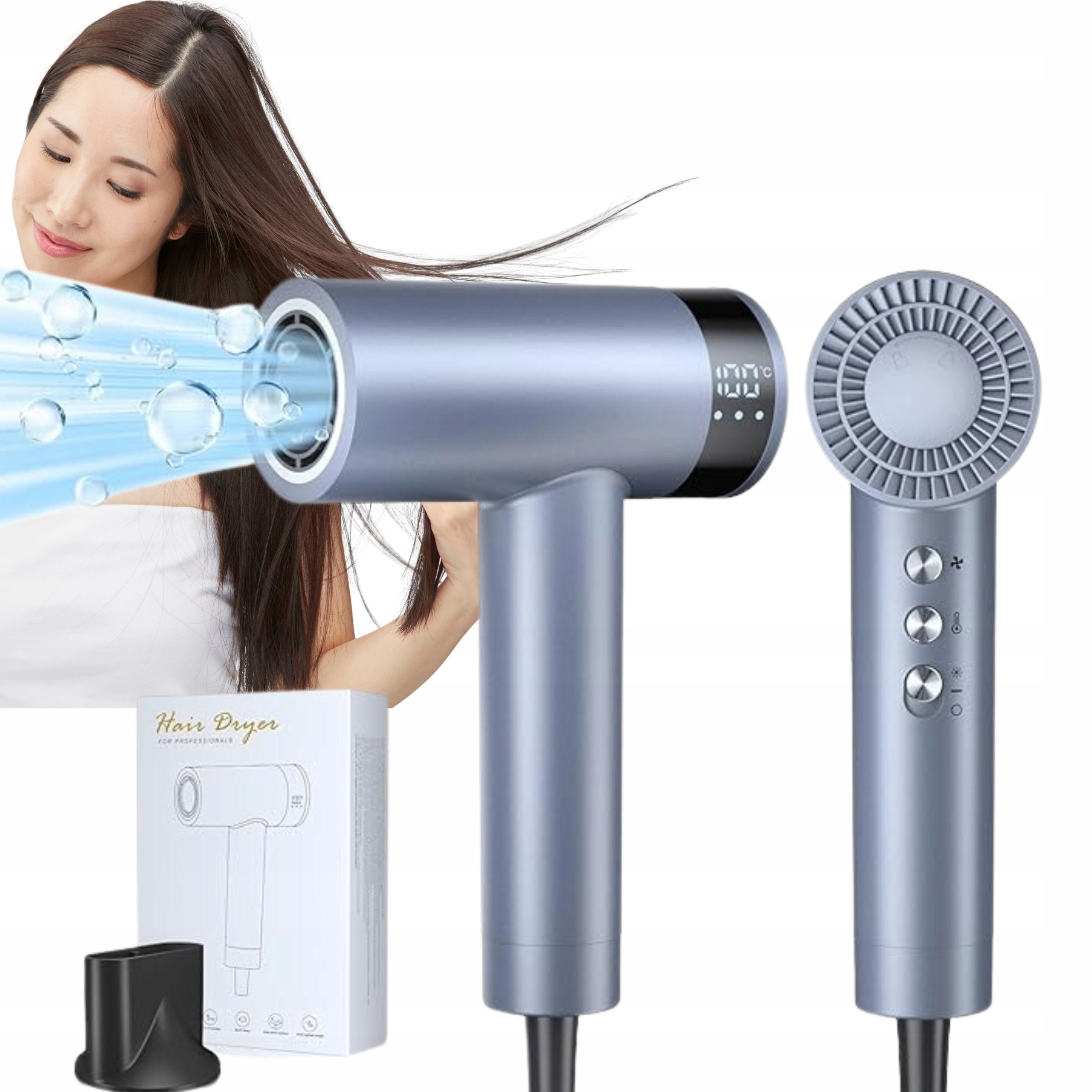 Profesjonalna Jonowa Suszarka do włosów 2200 W, 4 Temperatury/3 Prędkości