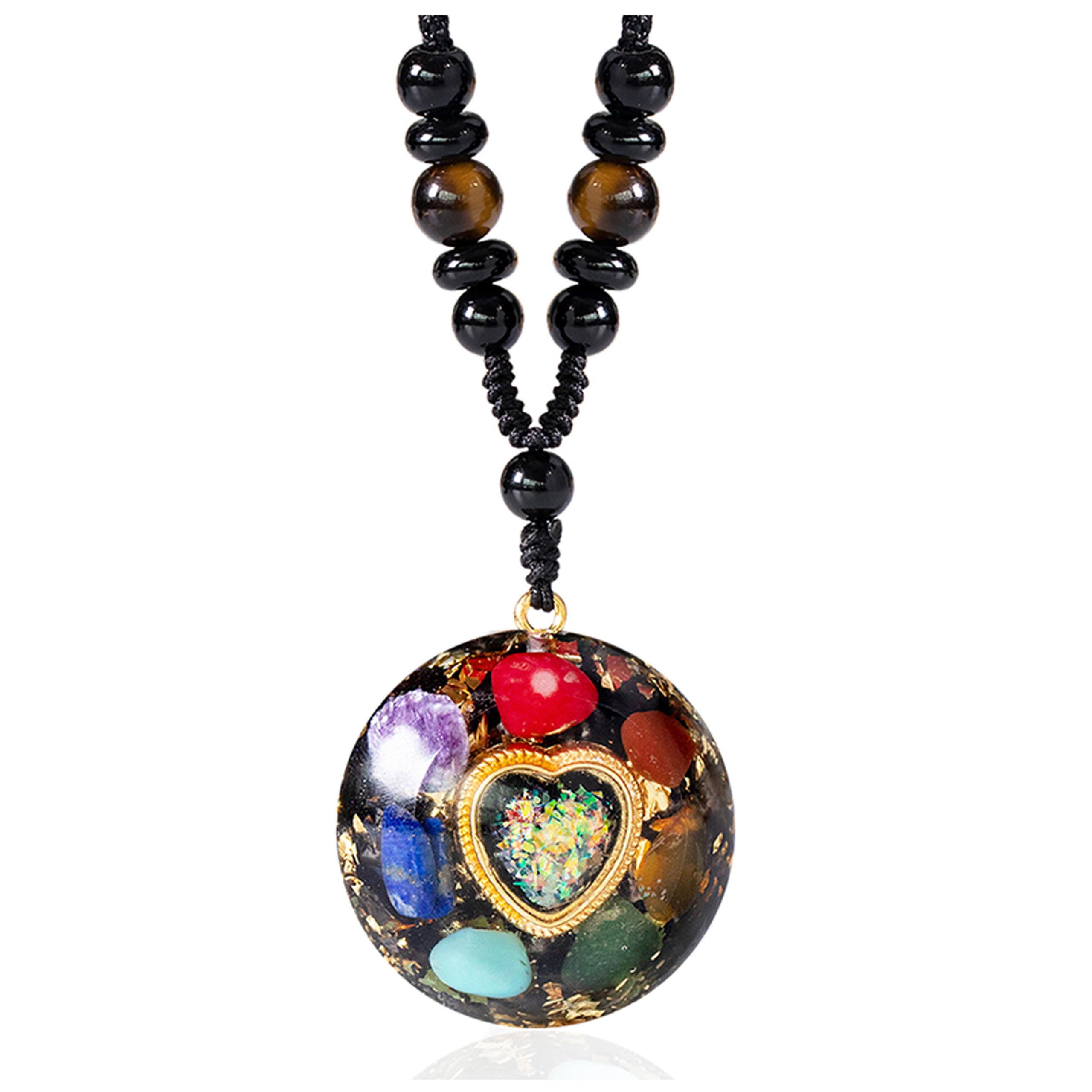 Naszyjnik Orgonit Naturalne Kamienie Obsydian Miłość Feng Shui