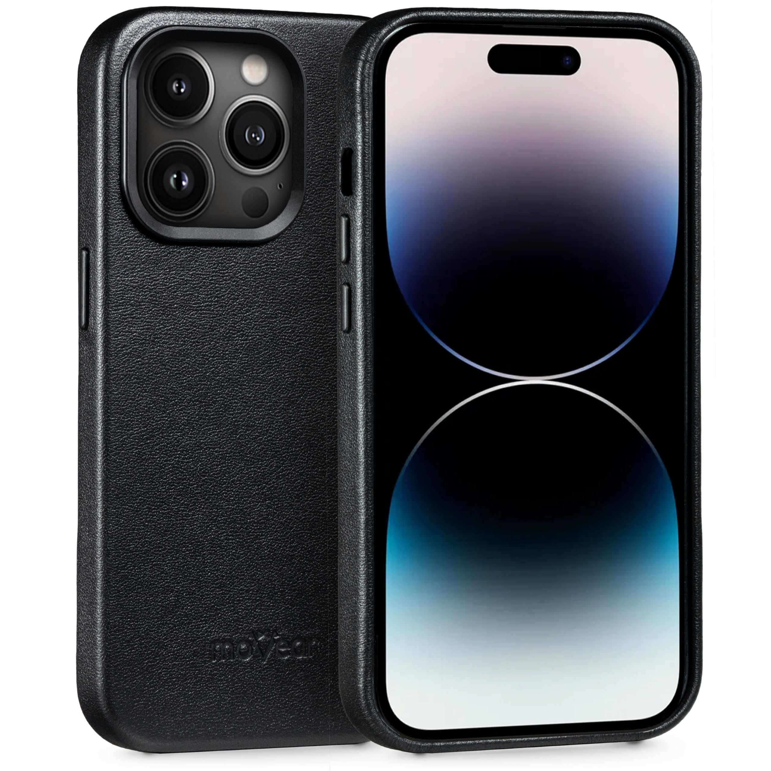 Pouzdro pro iPhone 14 Pro kožené Zadní Kryt MagSafe prémiové černé Movear