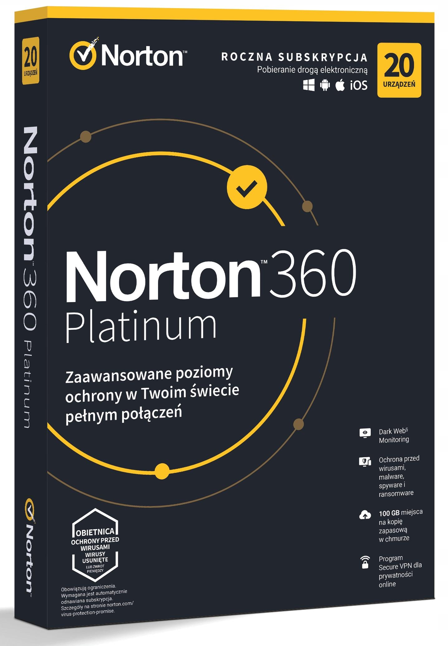 Antivírus Norton 360 Platinum 100GB (20 zariadení / 1 rok)