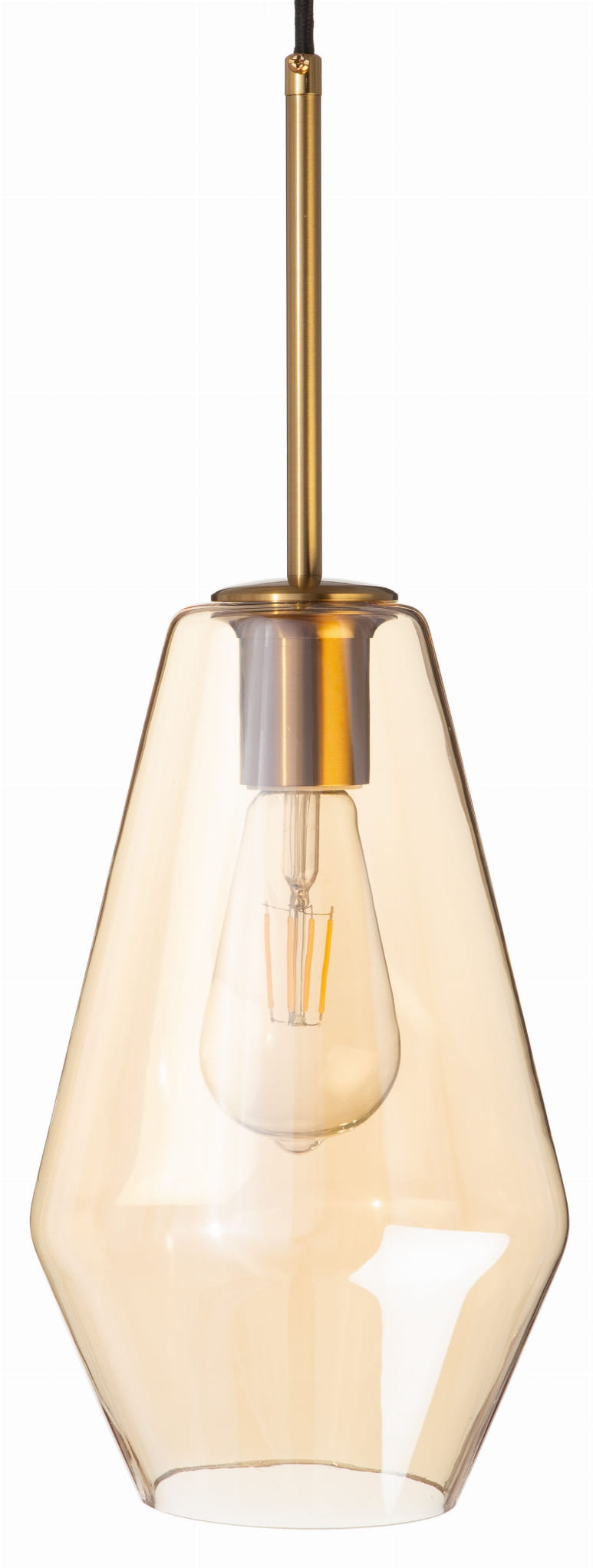 Závěsná skleněná jantarová lampa Paris dlouhá
