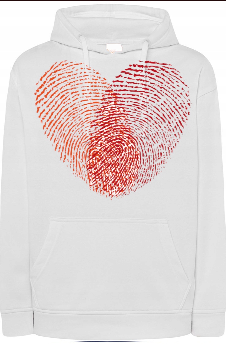 Valentýnské srdce – otisky prstů Kapuce vel. M