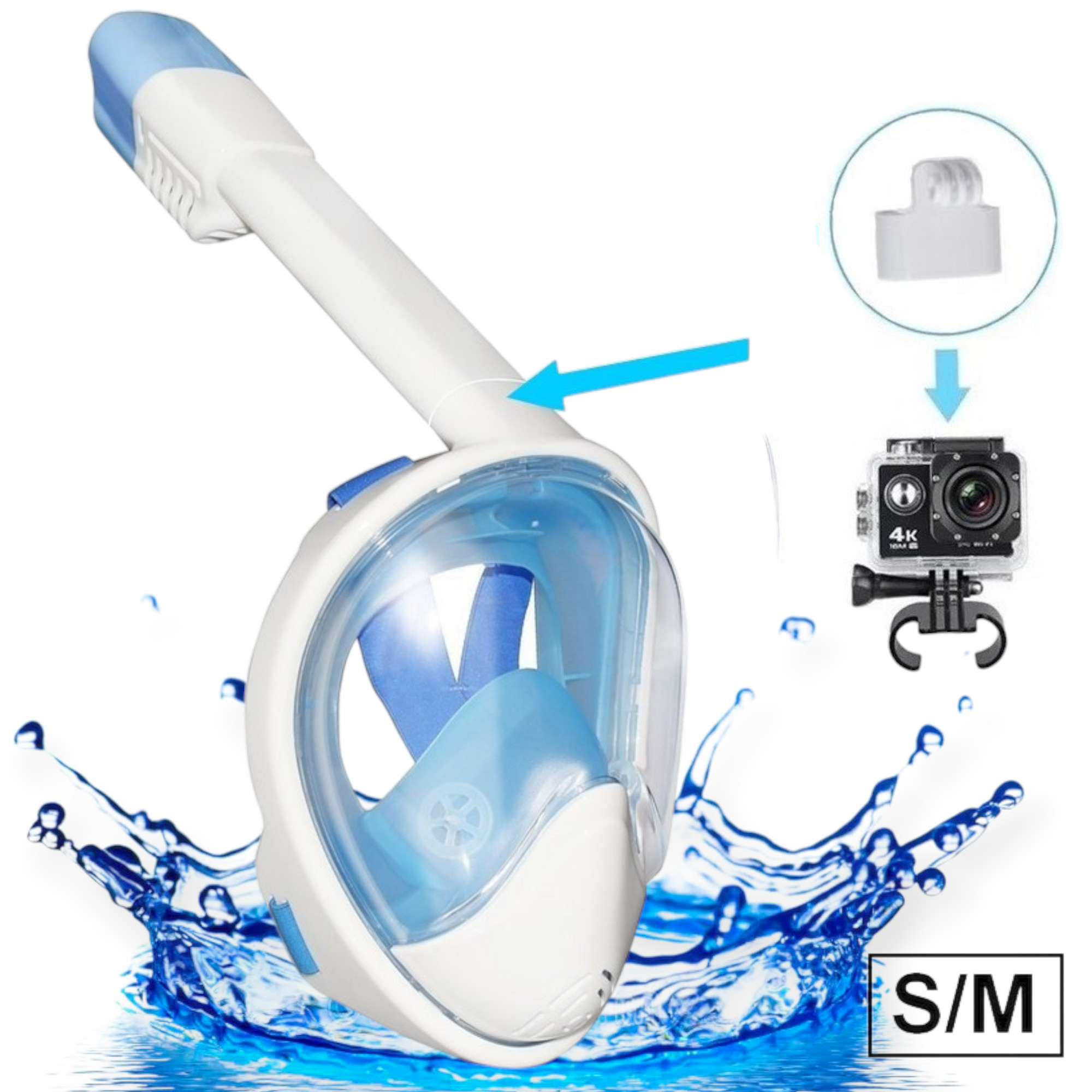 Potápěčské Brýle pro potápění, šnorchlování, Plavání Na Celou Tvář, celoobličejová, S/m