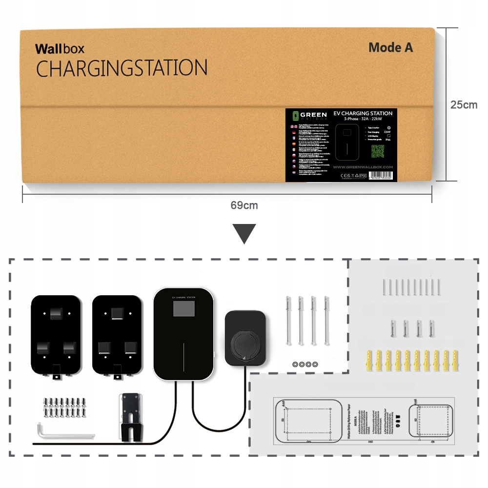 Green Wallbox - ładowarka Gniazdo Typ 2 22 kw RFID Marka Green Wallbox