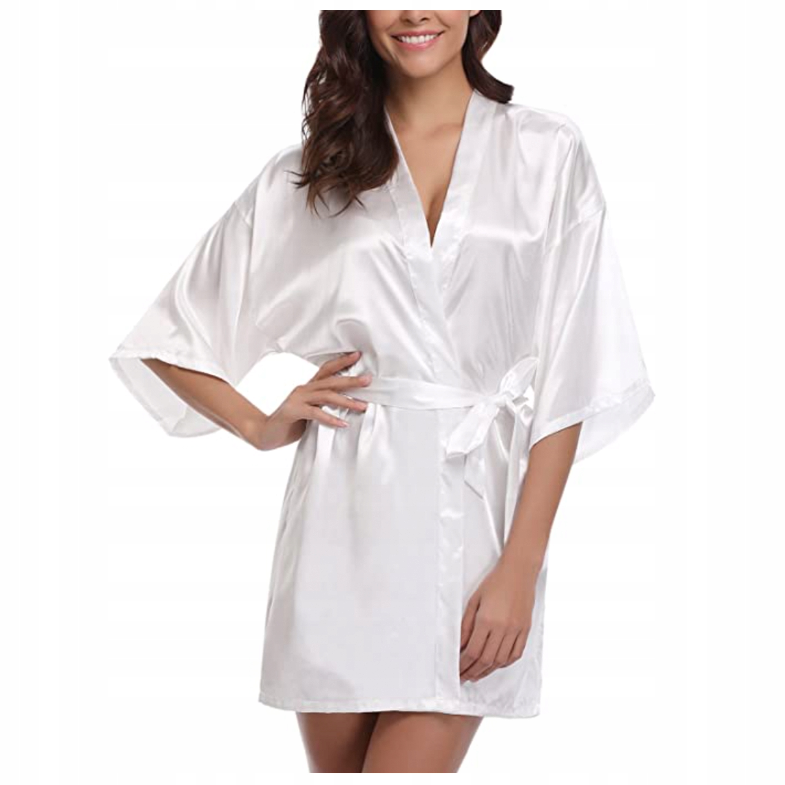 

Szlafrok satynowy Nie Prześwituje podomka wiązany