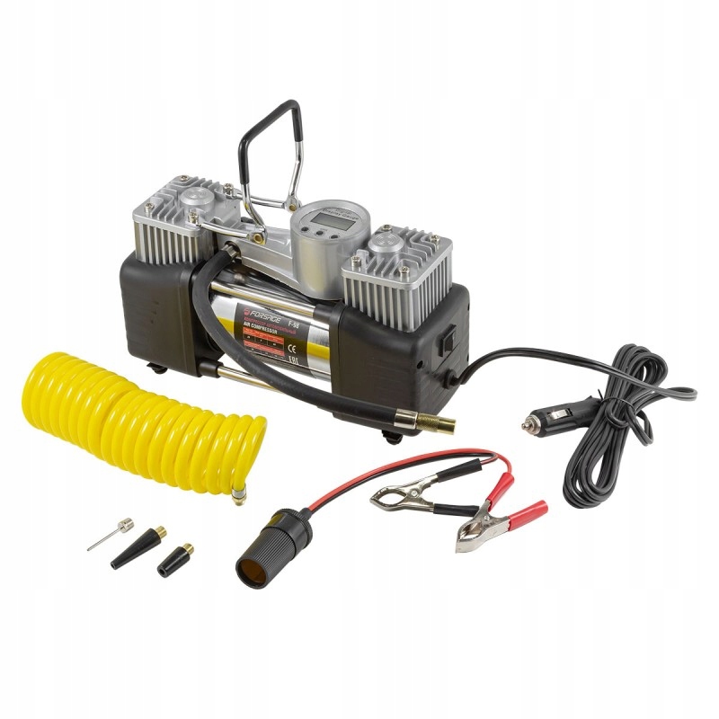 KOMPRESOR SAMOCHODOWY TŁOKOWY DWUCYLINDROWY WALIZKA CYFROWY MANOMETR 12V Marka Inn