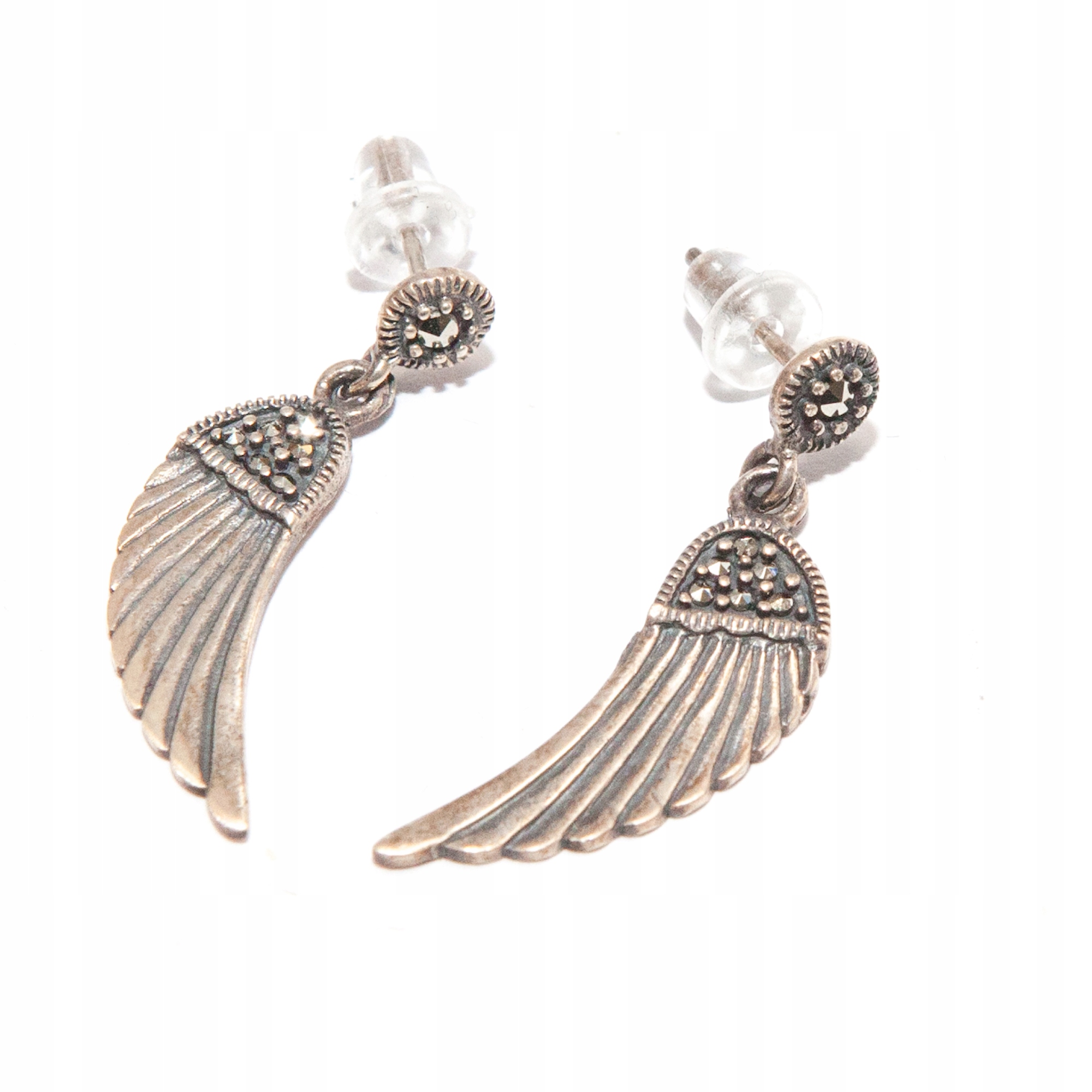 Stříbrné náušnice s markýzami Křídla stříbro 925