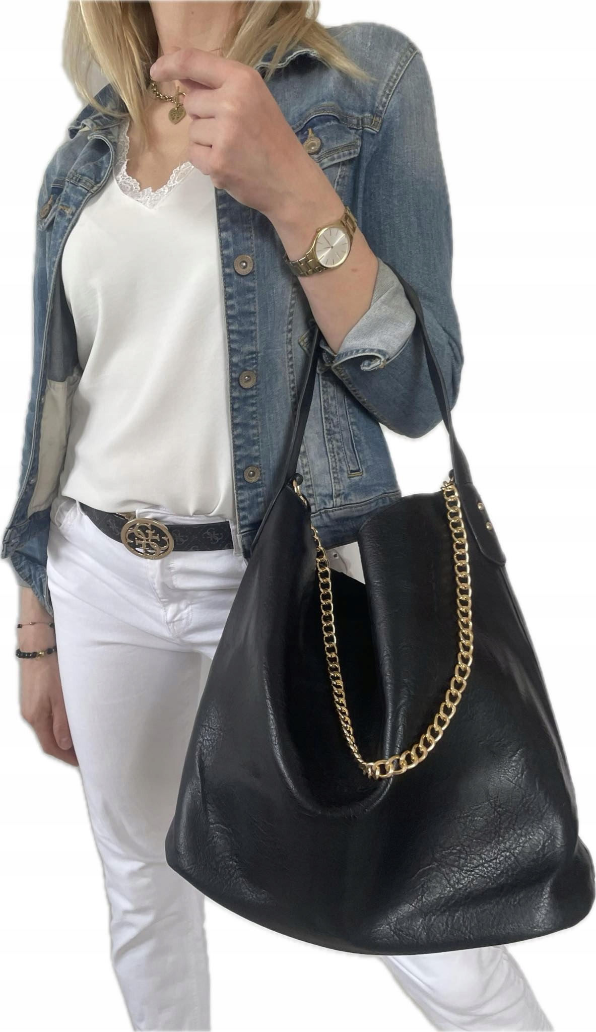 TOREBKA SHOPPER WOREK SHOPPER ŁAŃCUCH 2 W 1 Kolor okuć złoty