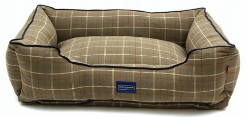 Levně Kostkovaný hnědozelený pelíšek pro psy 100x85x25 cm