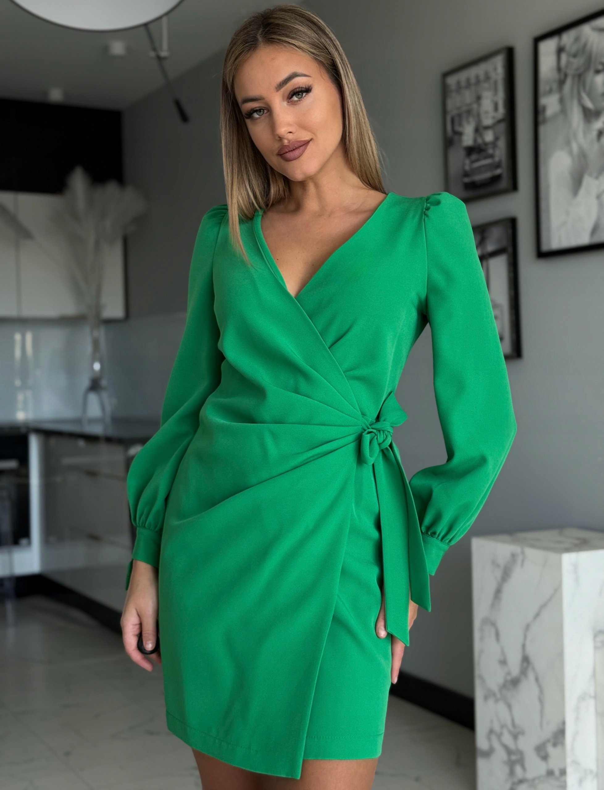 Šaty Zeštíhlující převázaná na přijímání zelená L