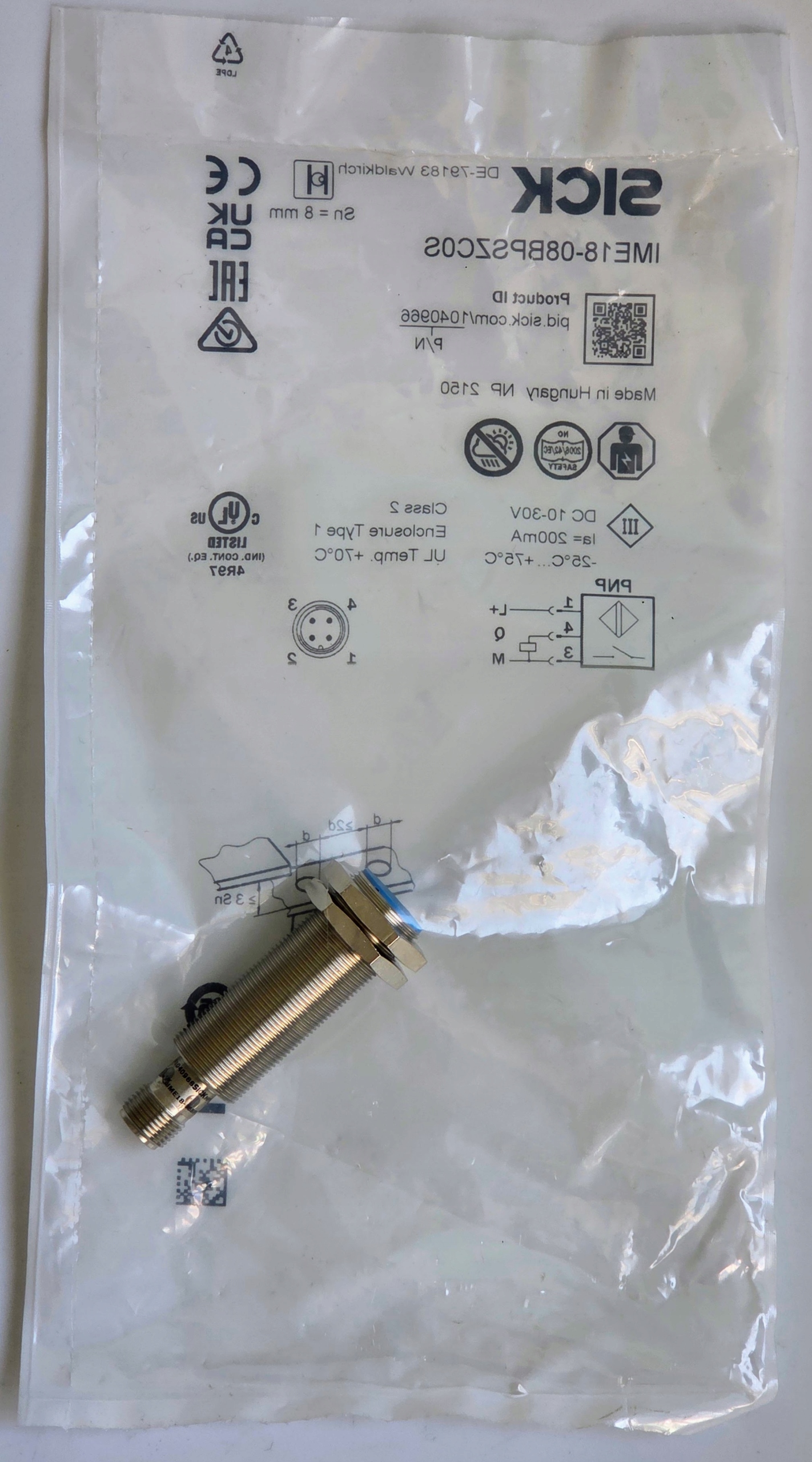 Czujnik indukcyjny Sick IME18-08BPSZC0S 1040966 Pnp No M18 8mm M12