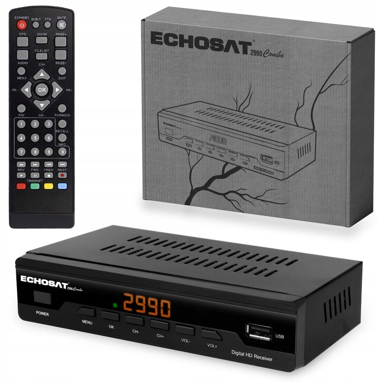 TUNER DVB-C, DVB-T, DVB-T2 ECHOSAT 2990 COMBO H.265/HEVC