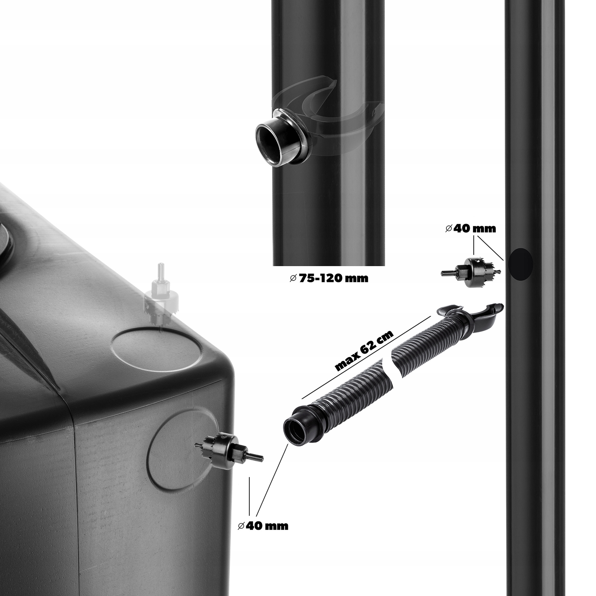 ZBIORNIK NA DESZCZÓWKĘ 350L WODĘ ZESTAW Pojemność zbiornika 350 l