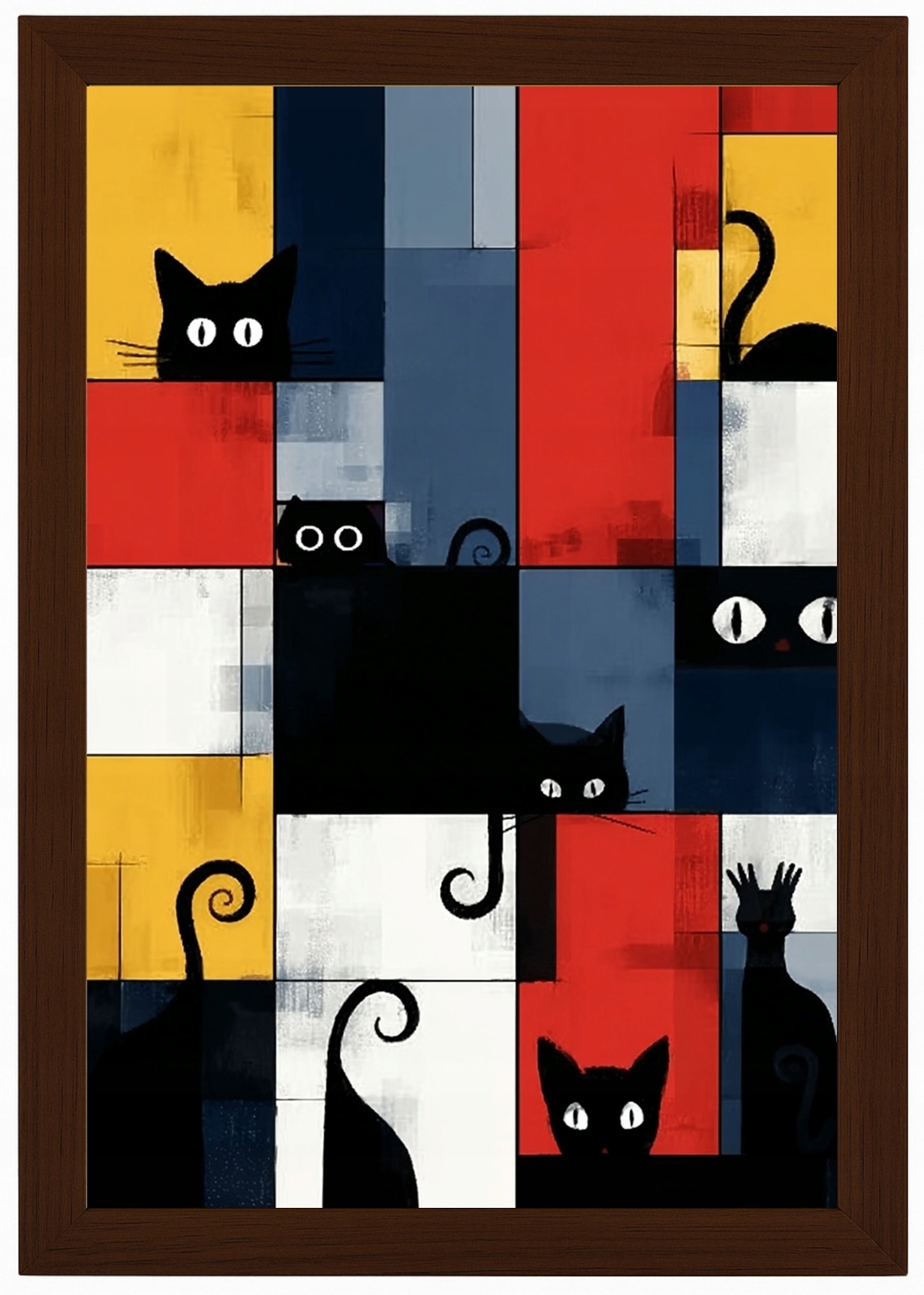 Plakát S Rámeček Rámem, Černými Kočkami, Abstraktní, Barevný, Pop Art 40x60