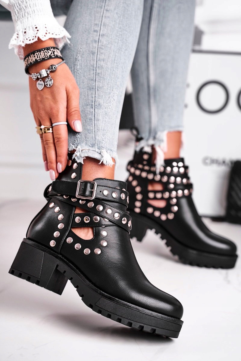 

Botki Damskie Z Nitami Grunge Czarne Ozdobne 40