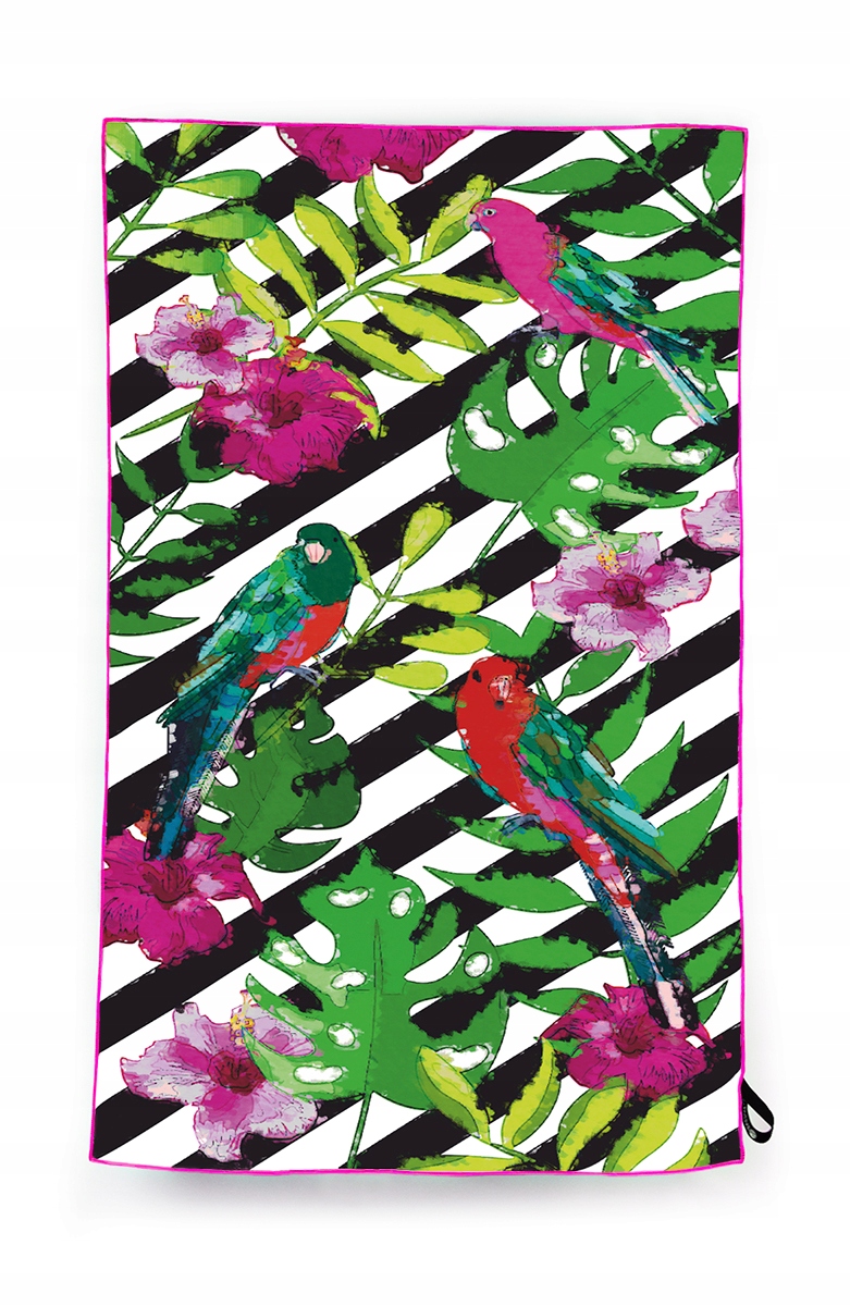 RĘCZNIK SZYBKOSCHNĄCY Z MIKROFIBRY SPORTOWY NA BASEN PLAŻOWY DUŻY KĄPIELOWY Model RP - PAPUGI