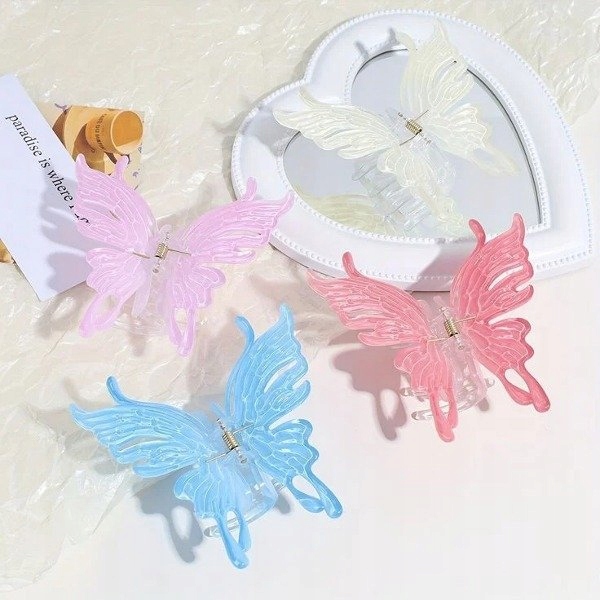 Ozdoby do włosów MOTYL RÓŻOWY JASNY CRYSTAL KLAMRA KRAB MOTYLEK Akryl Marka Althair Store