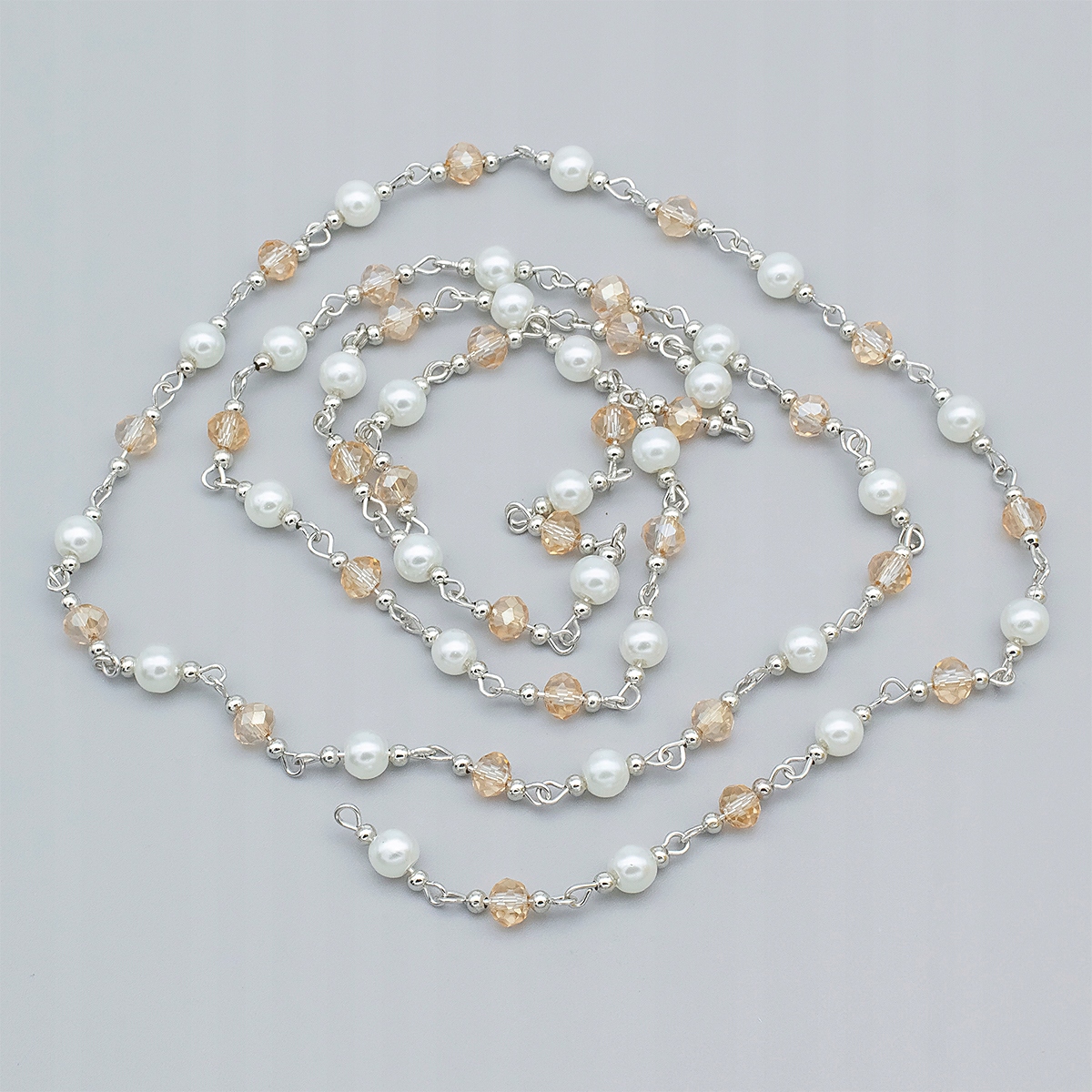Łańcuszek Handmade, Żelazo, Koraliki Szklo, do Diy, Ogniwo 18x6mm, 1m nic