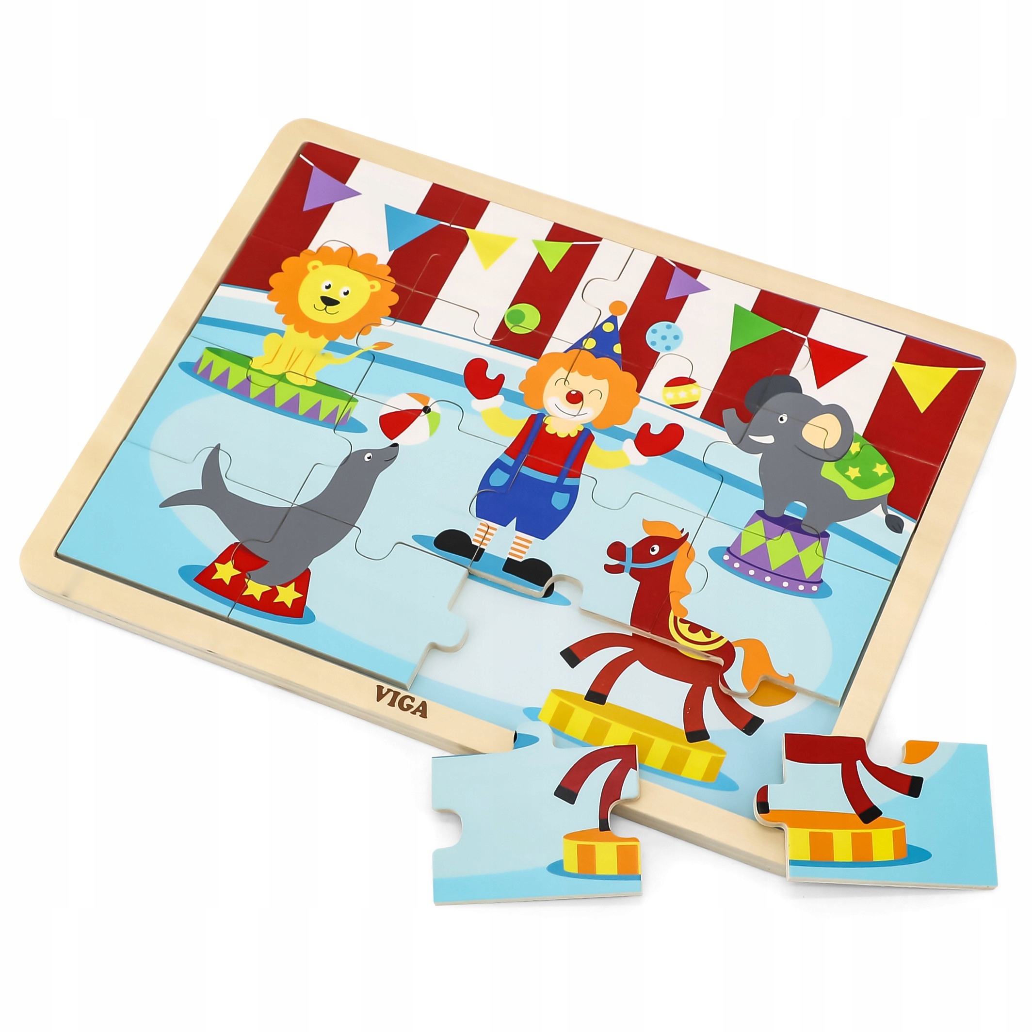 

Viga Drewniane Puzzle Cyrk 16 elementów