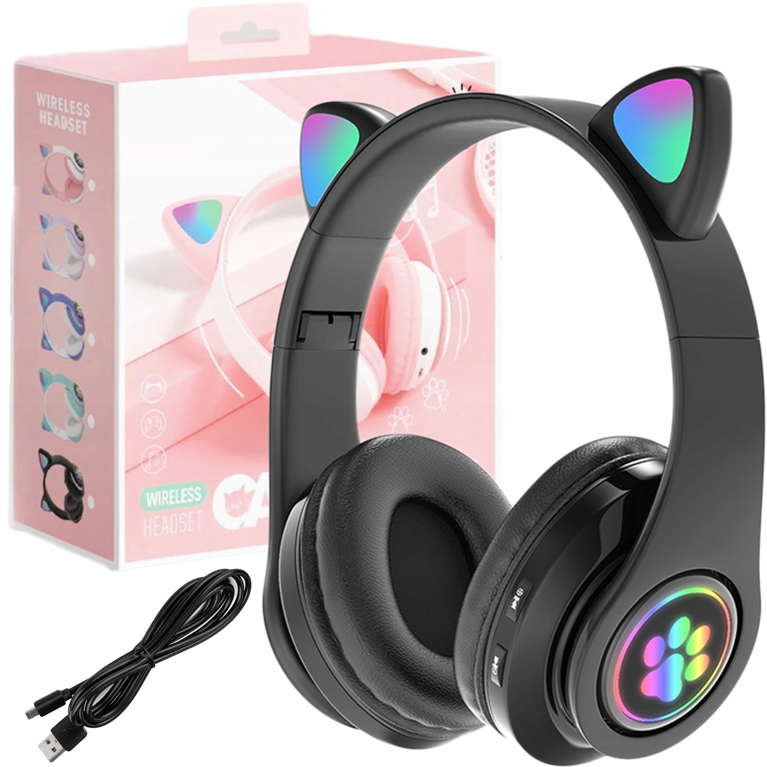 

Słuchawki Dla Dzieci Bluetooth Led Rgb Kocie Uszy